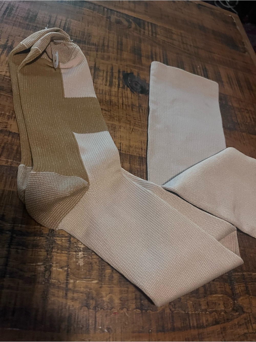 Vintage, Men's Two-Tone Cream & Tan Dress Socks